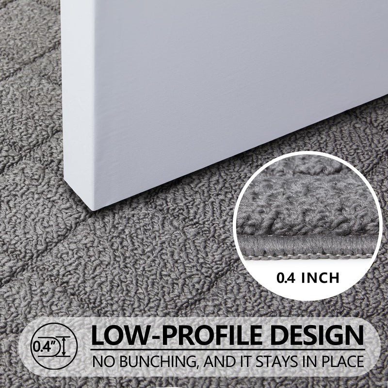 REFETONE Indoor Doormat, Front Back Door Mat 32"x48" Rubber Backing Non Slip Mats, Absorbent Washable Entrance Doormat for Entryway, Resist Dirt Low-Profile Inside Floor Mat for Muddy Shoes Light Grey - Image 3